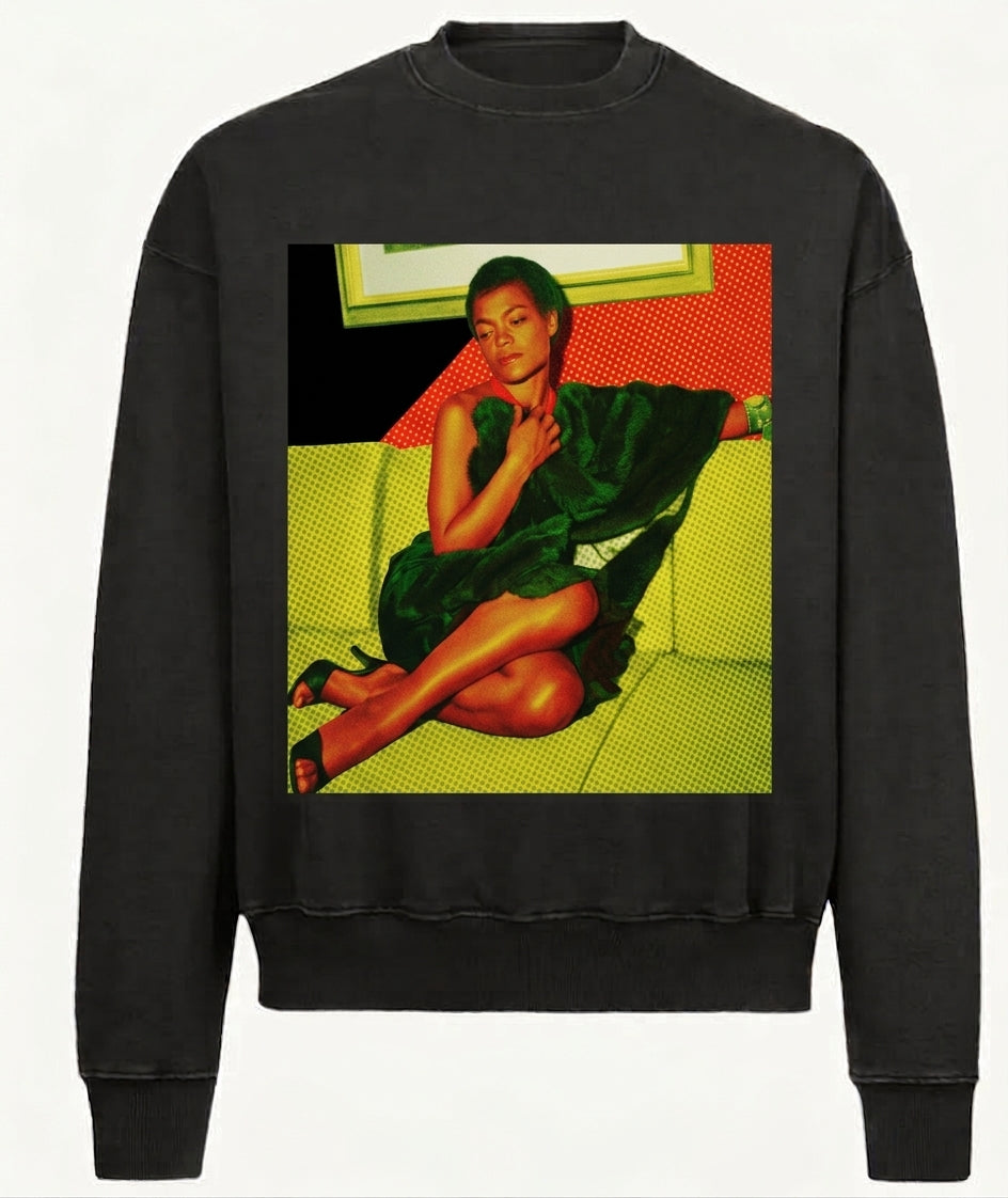 Sovereign, Unbothered — Eartha Kitt — Crewneck Sweatshirt — Vintage Black — CMD&C